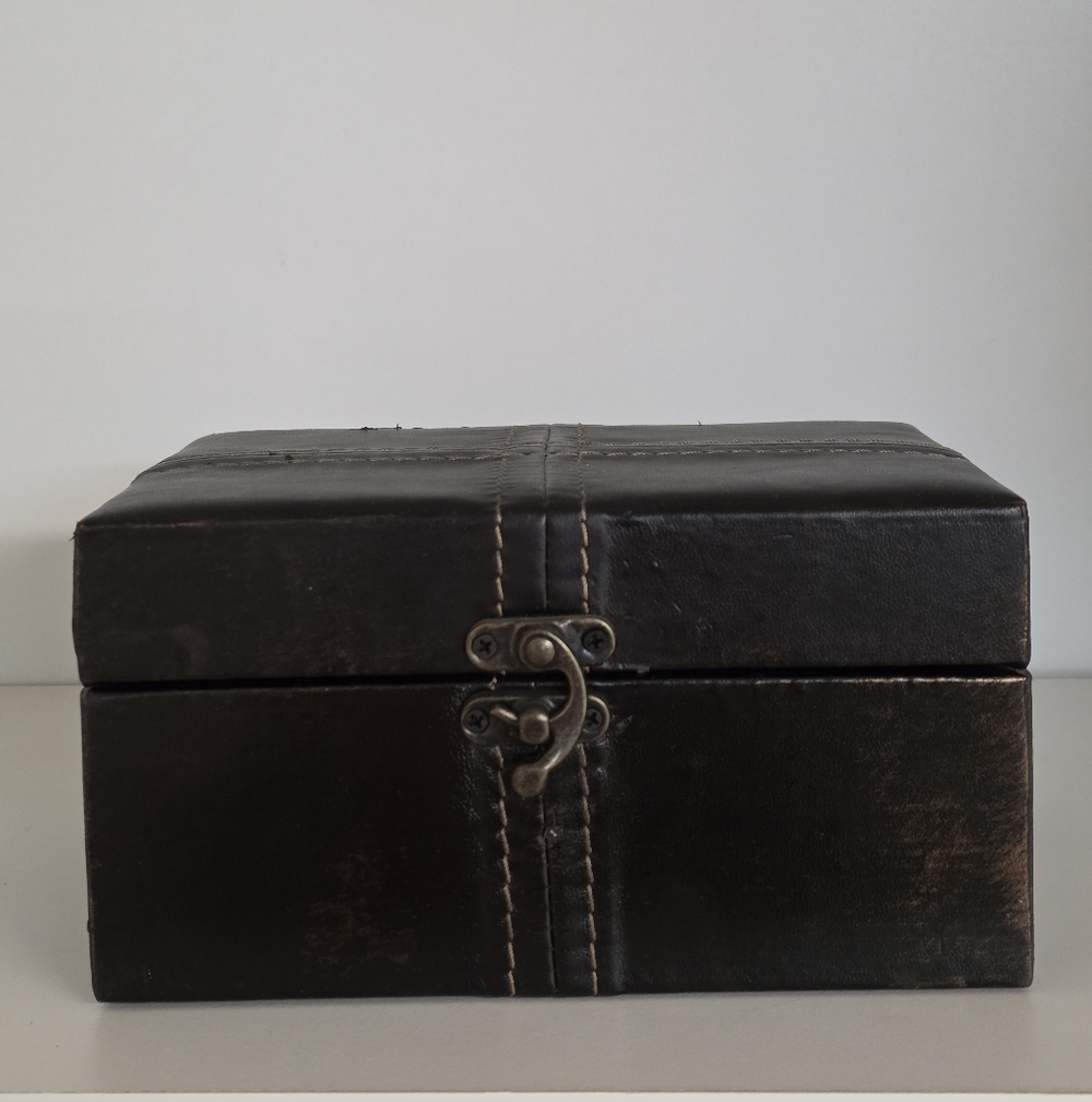 Restoration Hardware Faux Leather Covered Wooden Keepsake Box